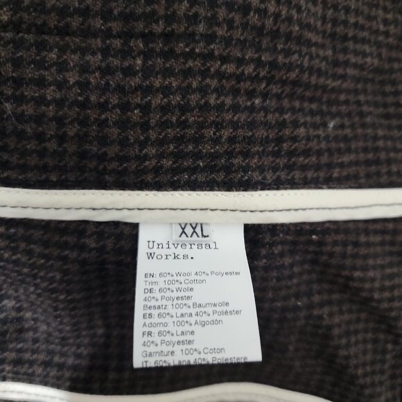 Universal Works Dogtooth Wool Mix Bakers Jacket in Brown XXL NWT - Picture 7 of 8